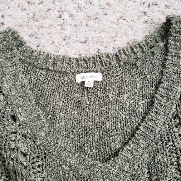 En Creme Olive Green Women's  Sweater - Picture 3 of 6